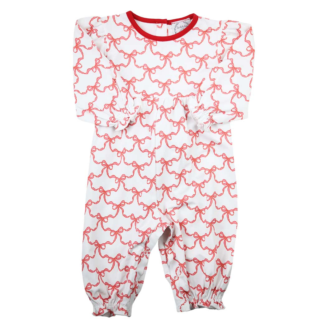 Red Bow Knit Romper