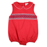 Red & Navy Smocked Bubble