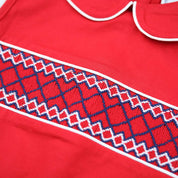 Red & Navy Smocked Bubble