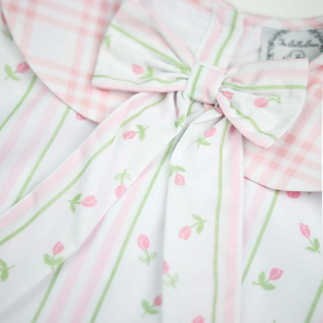 Pink Rosebud & Plaid Sleeveless Bubble