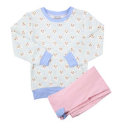 Pink Leggings with Baby Blue Bows