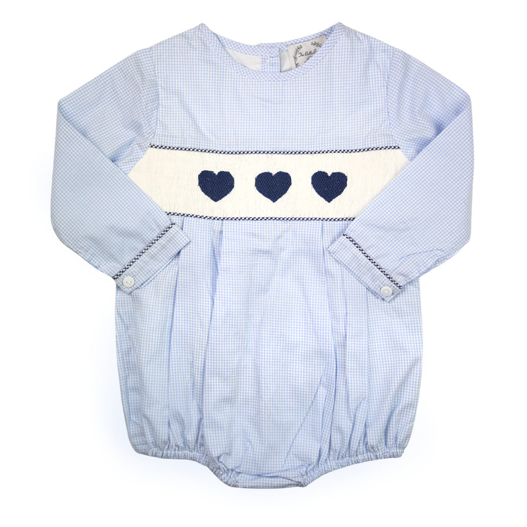 Smocked Navy Heart Bubble