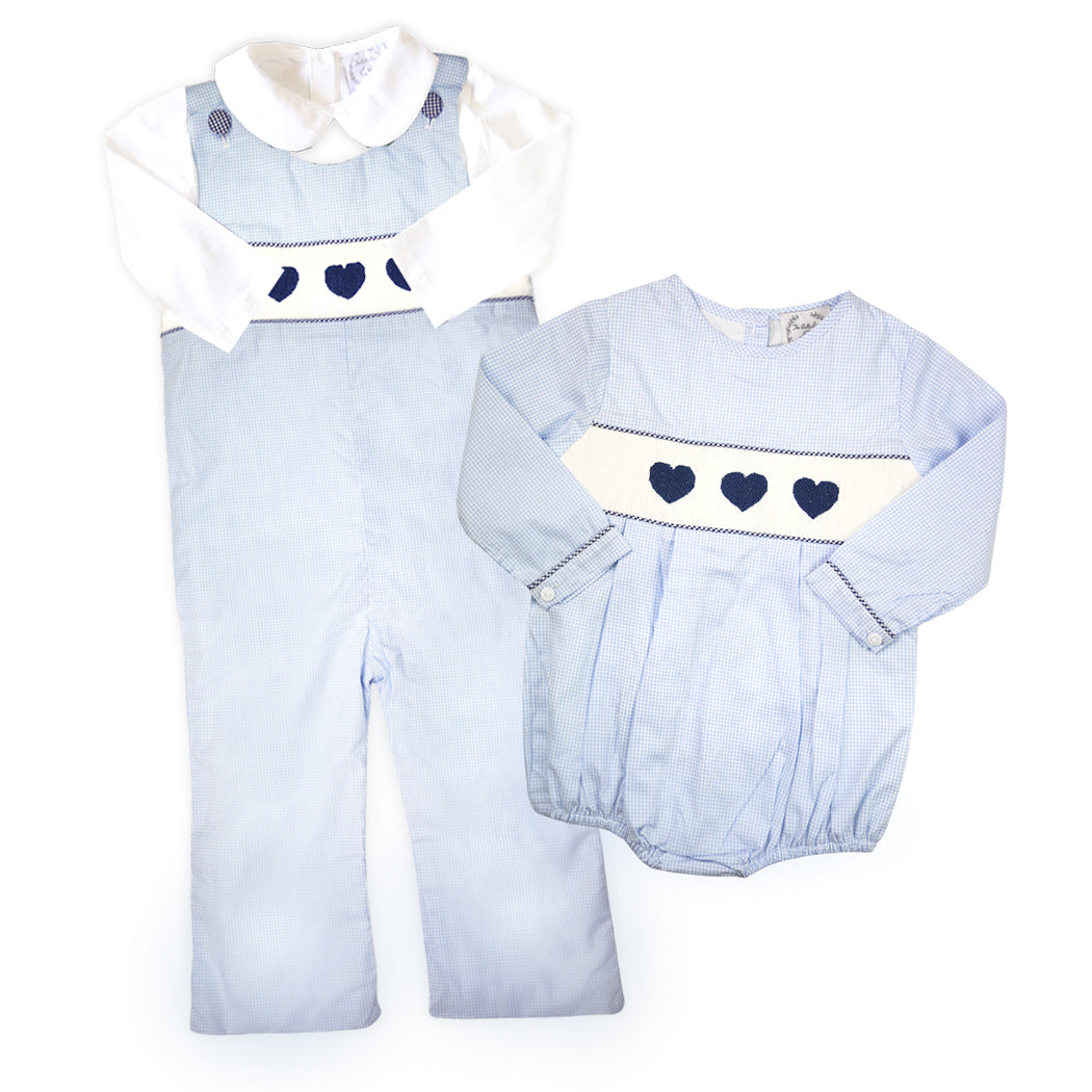 Smocked Navy Heart Bubble