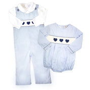 Smocked Navy Heart Bubble