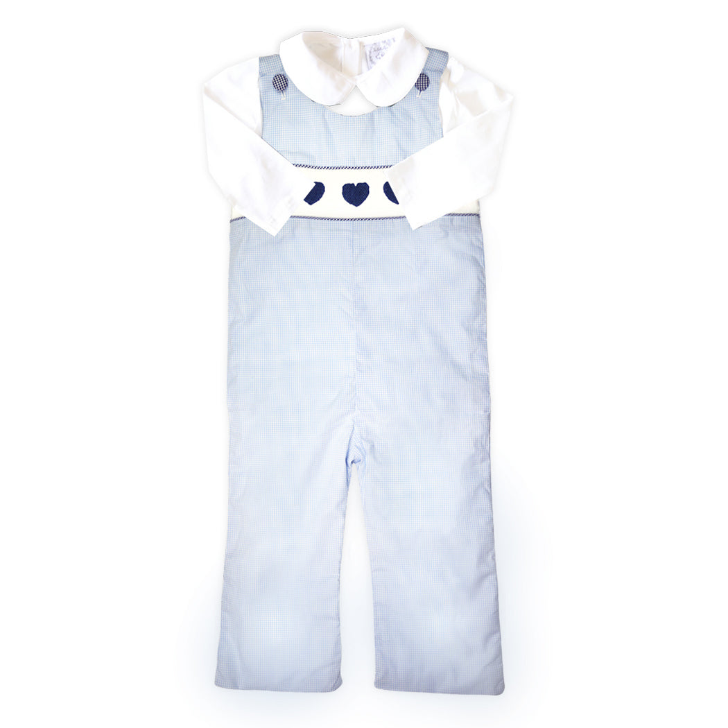 Smocked Navy Heart Longall