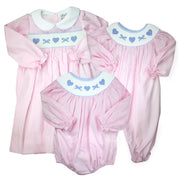 Smocked Pink Heart and Bow Bubble