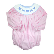 Smocked Pink Heart and Bow Bubble