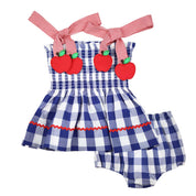 Smocked Apple Tie Strap Bloomer Set