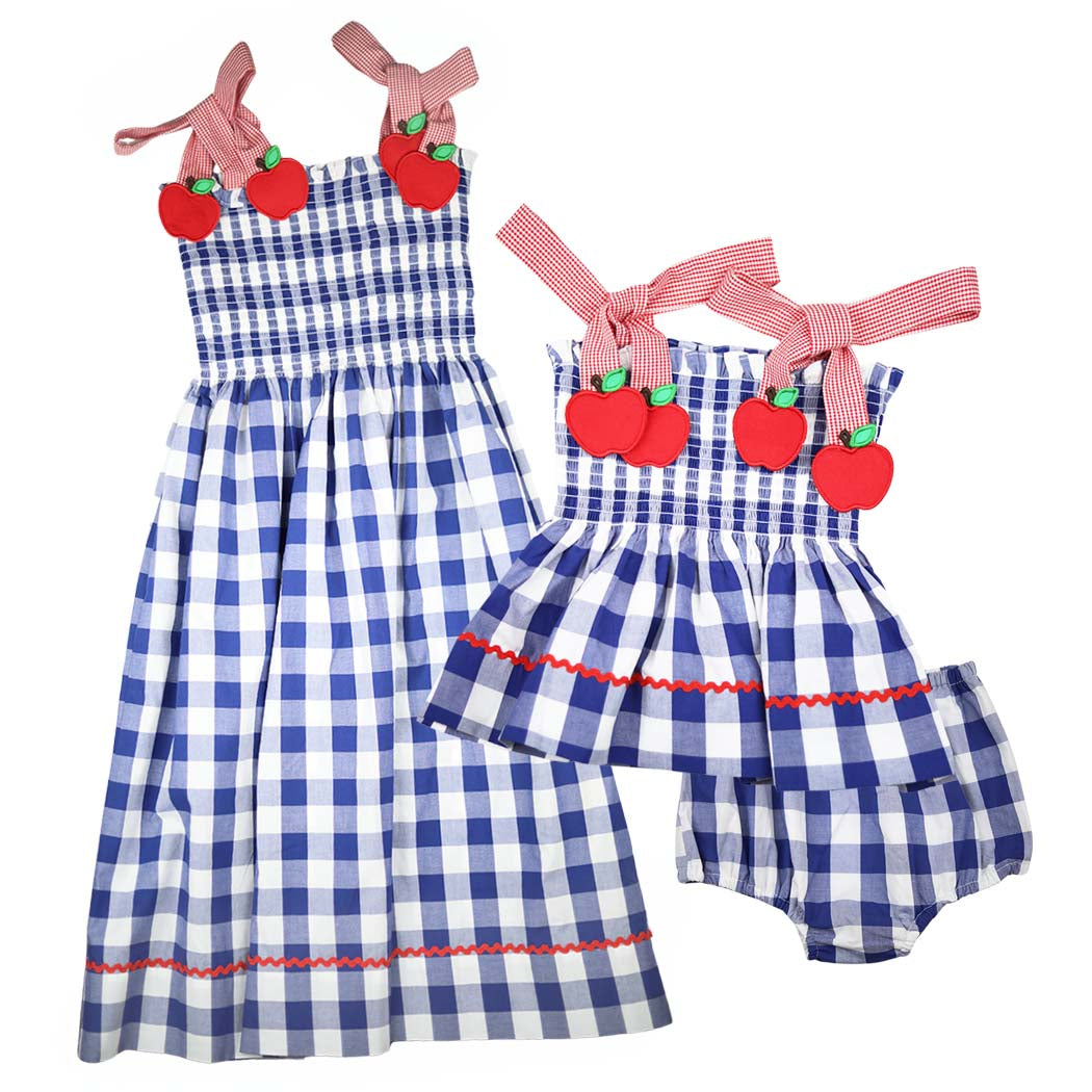 Smocked Apple Tie Strap Dress