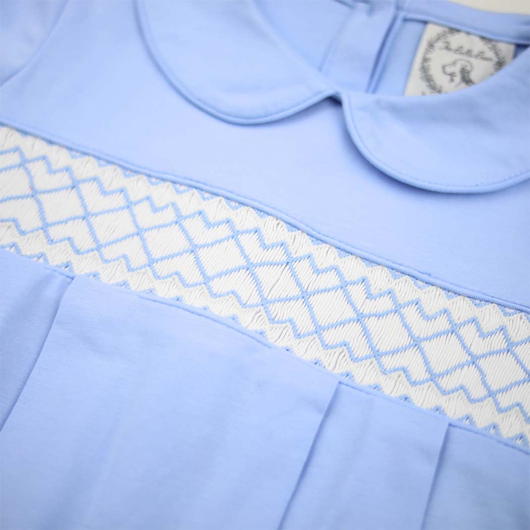 Blue Knit Smocked Bubble