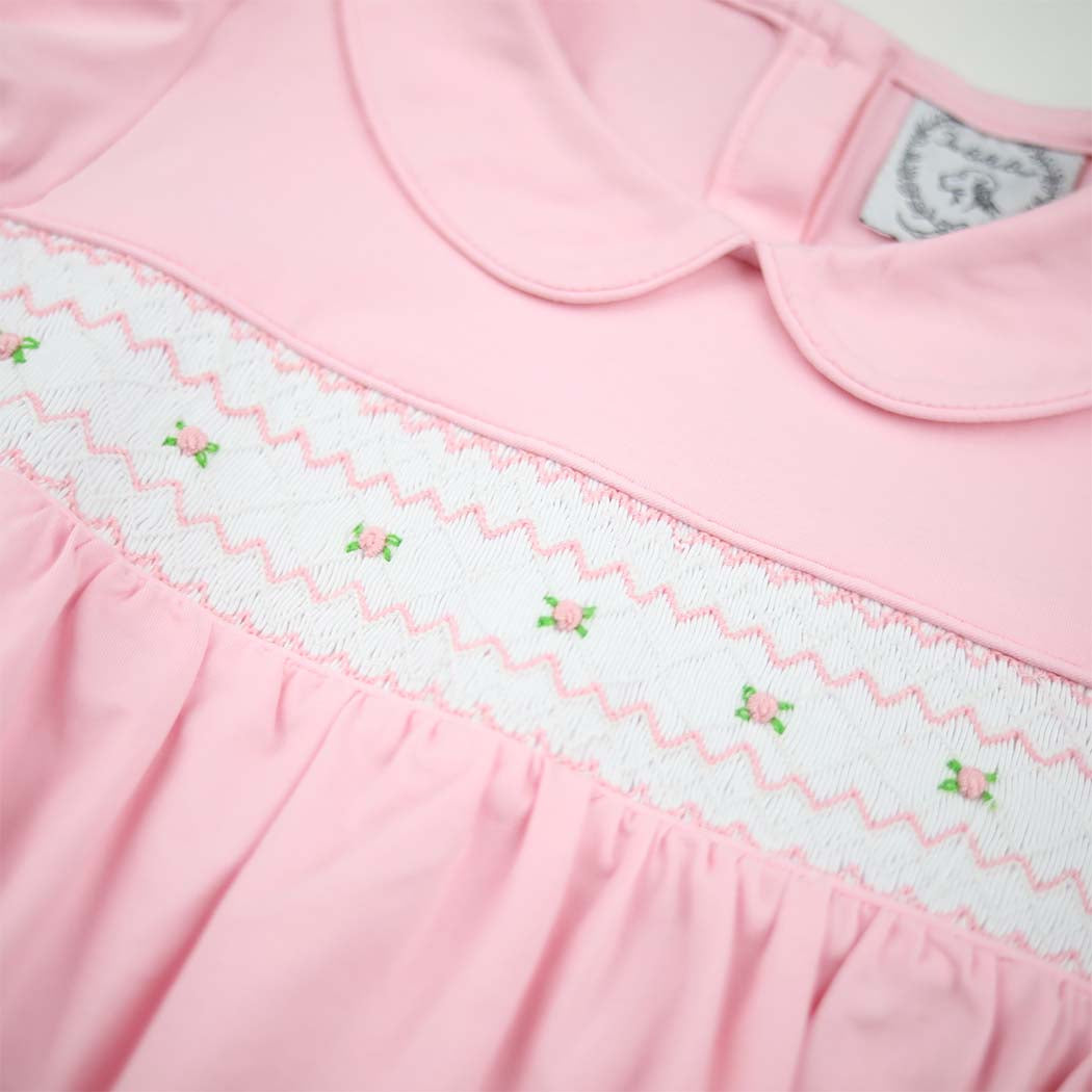 Pink Knit Smocked Bubble