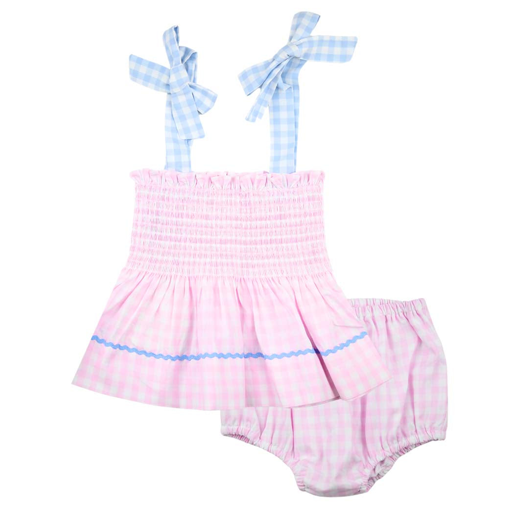 Pink Gingham Tie Strap Swing Set