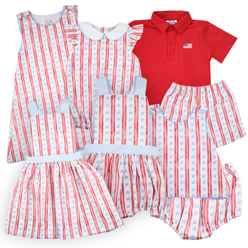 Girls Patriotic Stars Open Back Dress