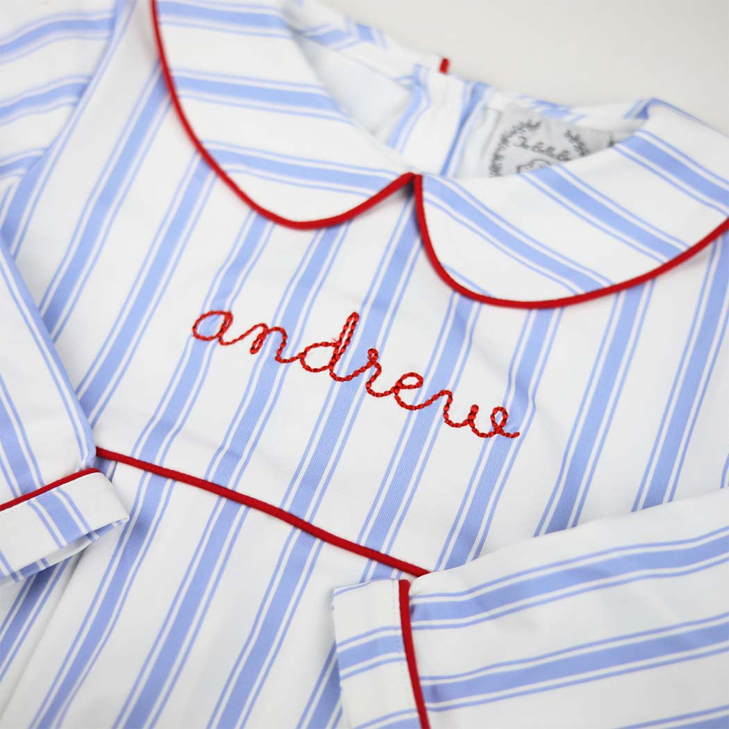 Blue Ticking Striped Bubble