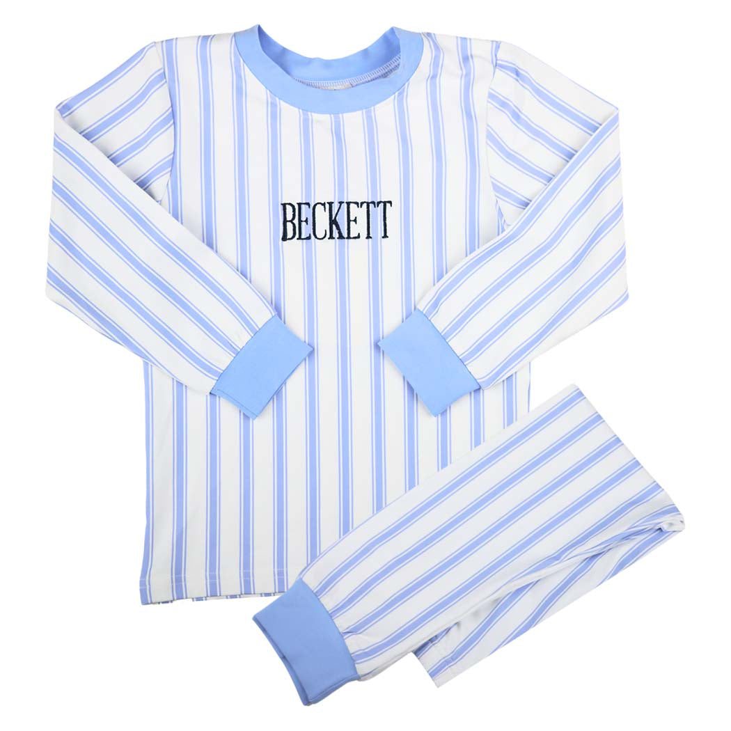 Blue Ticking Knit Loungewear Set