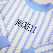 Blue Ticking Knit Loungewear Set