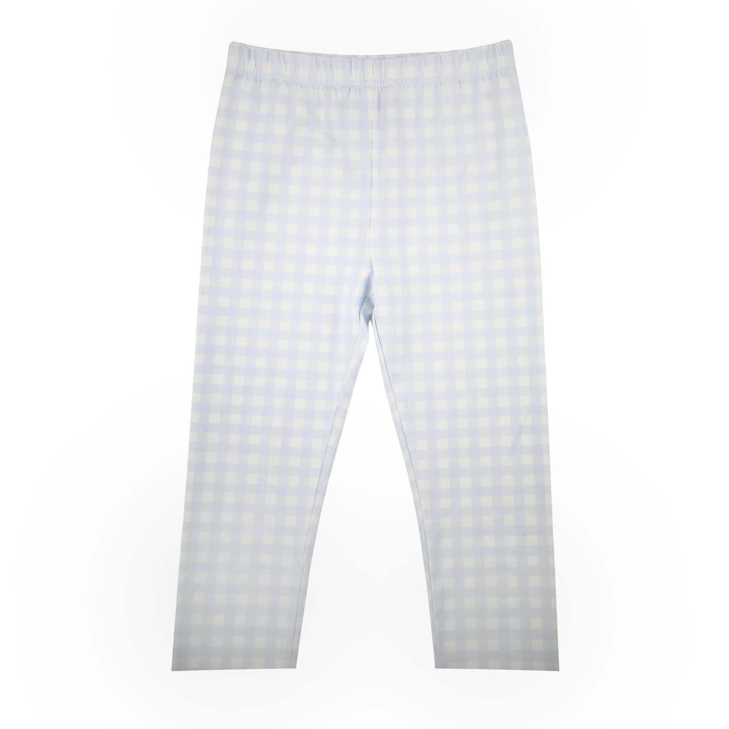 Baby Blue Gingham Print Leggings