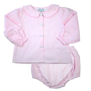 Lila Pink Gingham Long Sleeve Bloomer Set