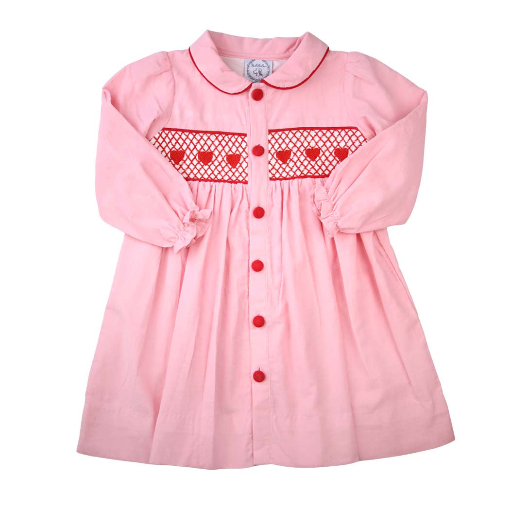 Ella Pink Smocked Dress with Hearts