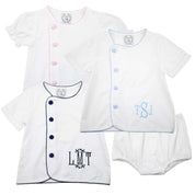 White Baby Blue Picot Baby Set