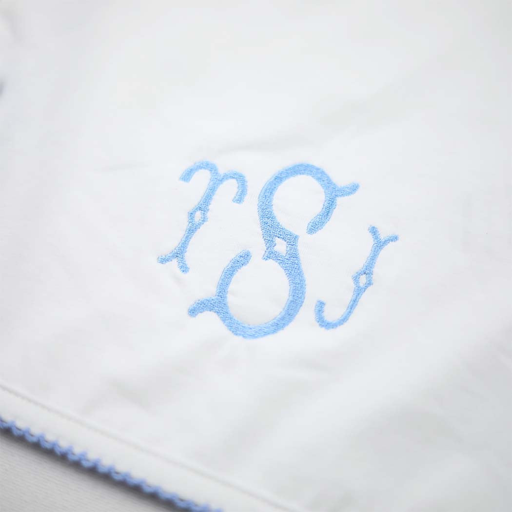White Baby Blue Picot Baby Set