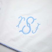 White Baby Blue Picot Baby Set