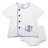 White Baby Navy Picot Baby Set