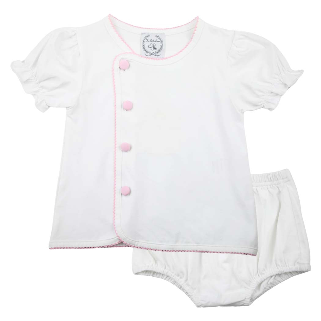 White Baby Pink Picot Baby Set