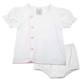 White Baby Pink Picot Baby Set