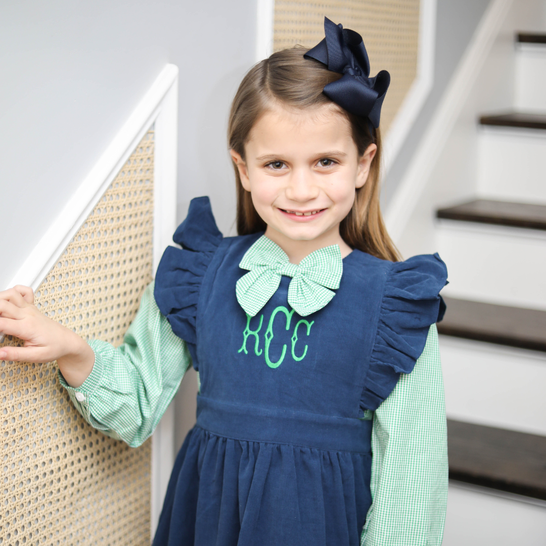 Brigid Green Gingham Bow Top