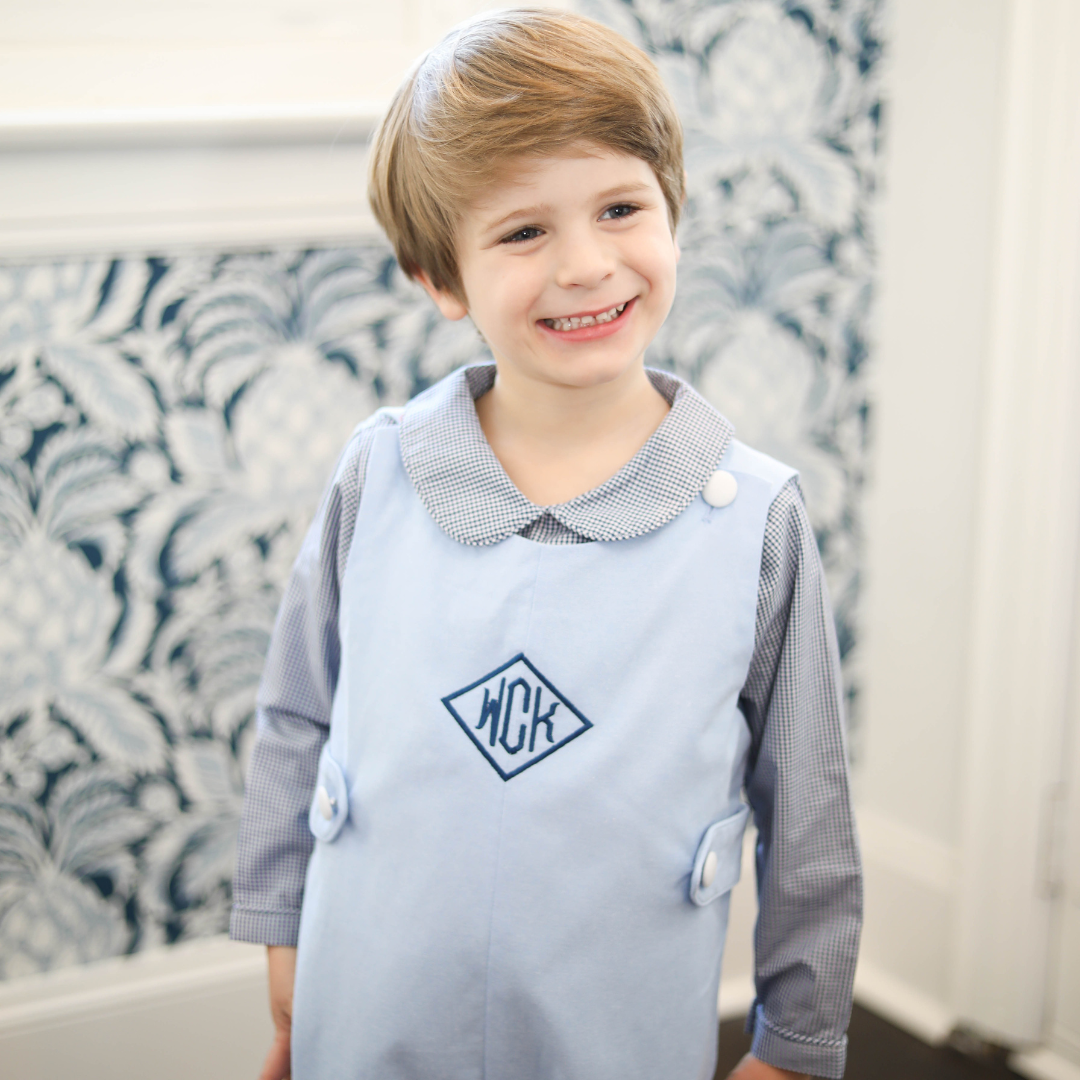 Navy Blue Gingham Peter Pan Shirt