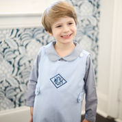 Navy Blue Gingham Peter Pan Shirt