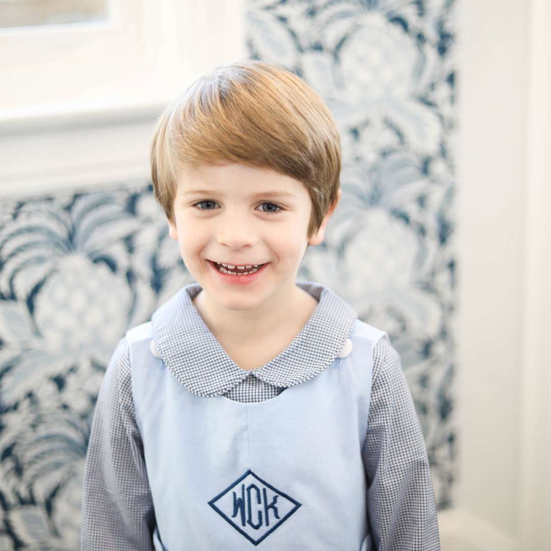 Navy Blue Gingham Peter Pan Shirt
