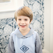 Navy Blue Gingham Peter Pan Shirt