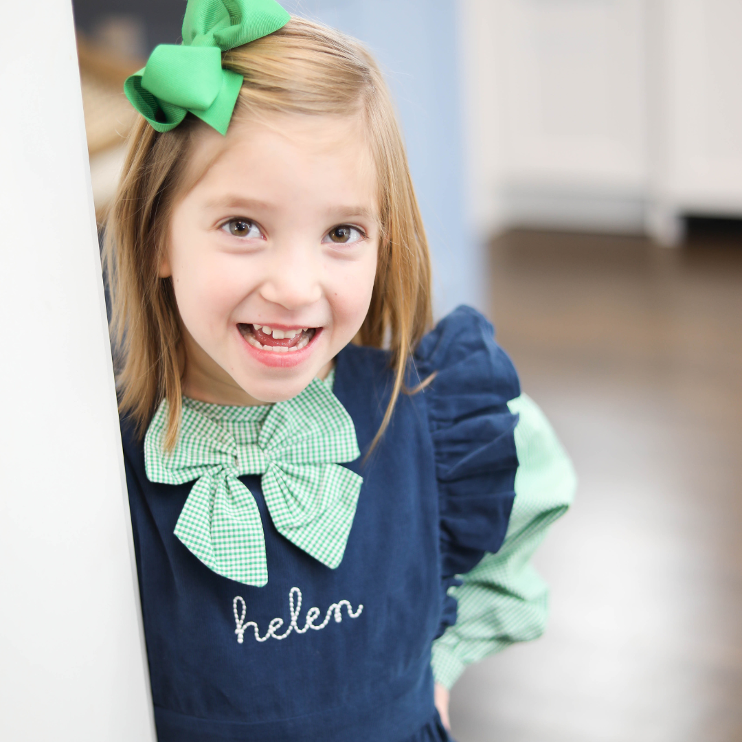 Brigid Green Gingham Bow Top