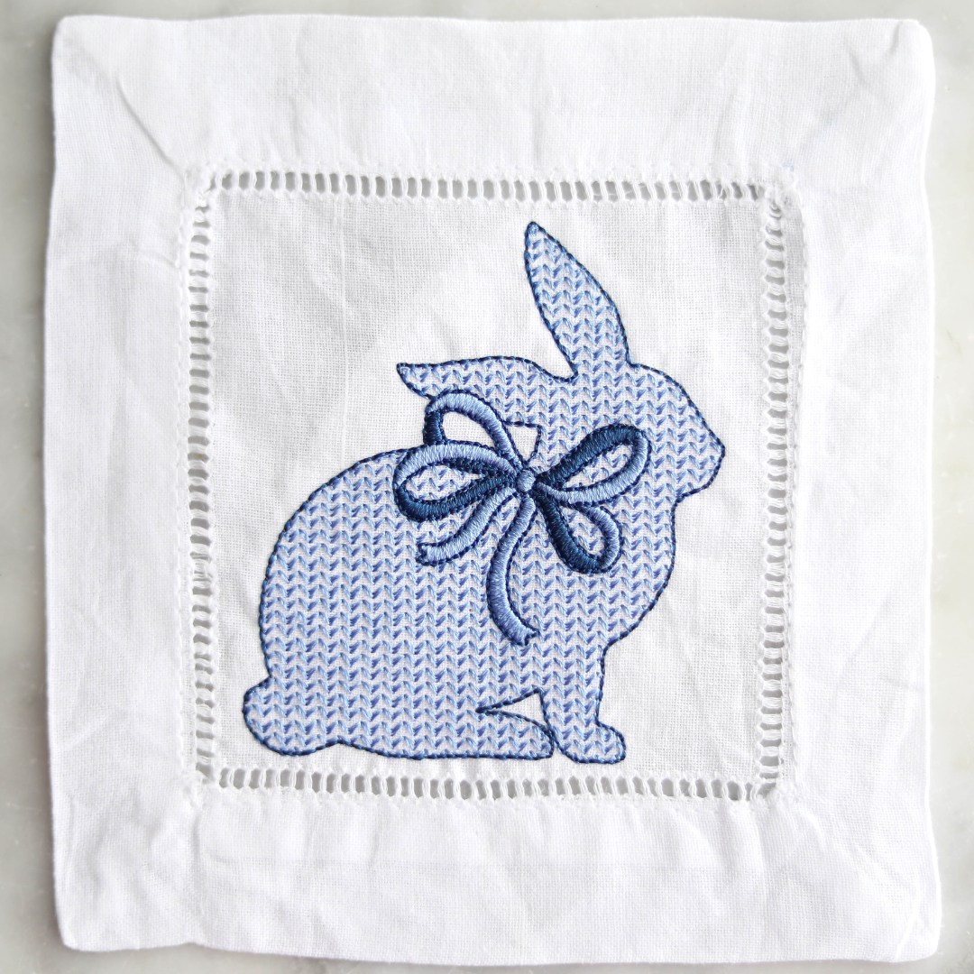 Grandmillennial Bunny Cocktail Napkin