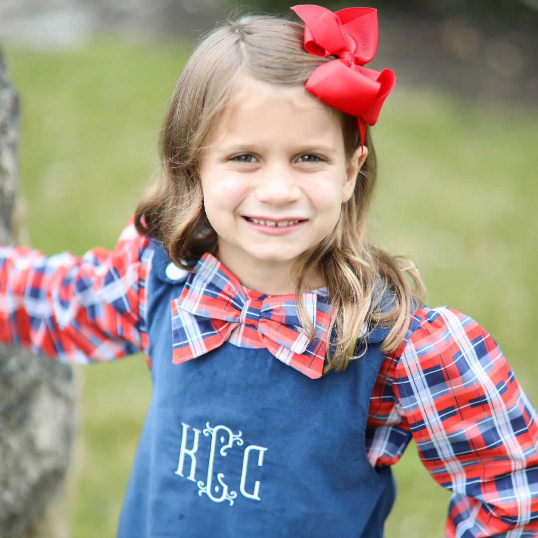 Primary Plaid Bow Top