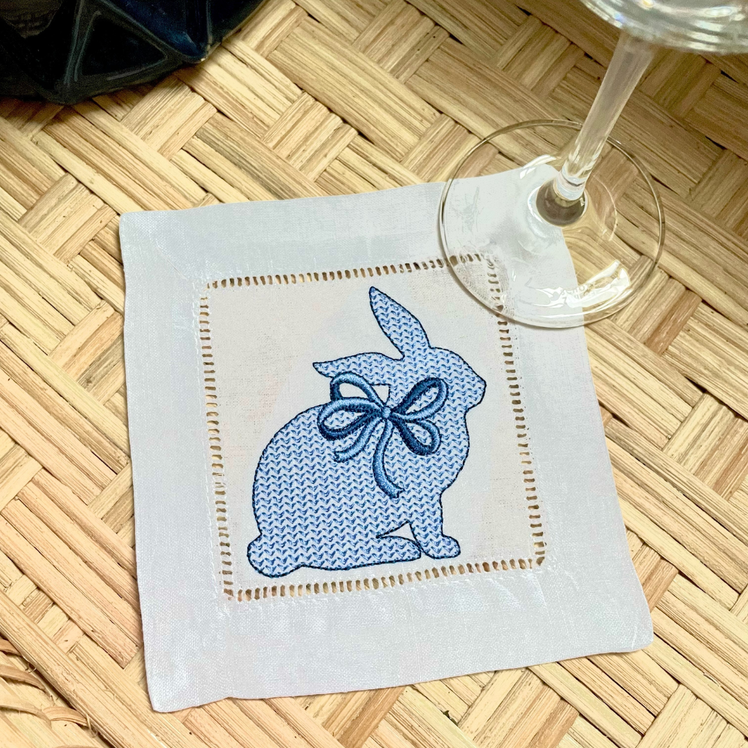 Grandmillennial Bunny Cocktail Napkin