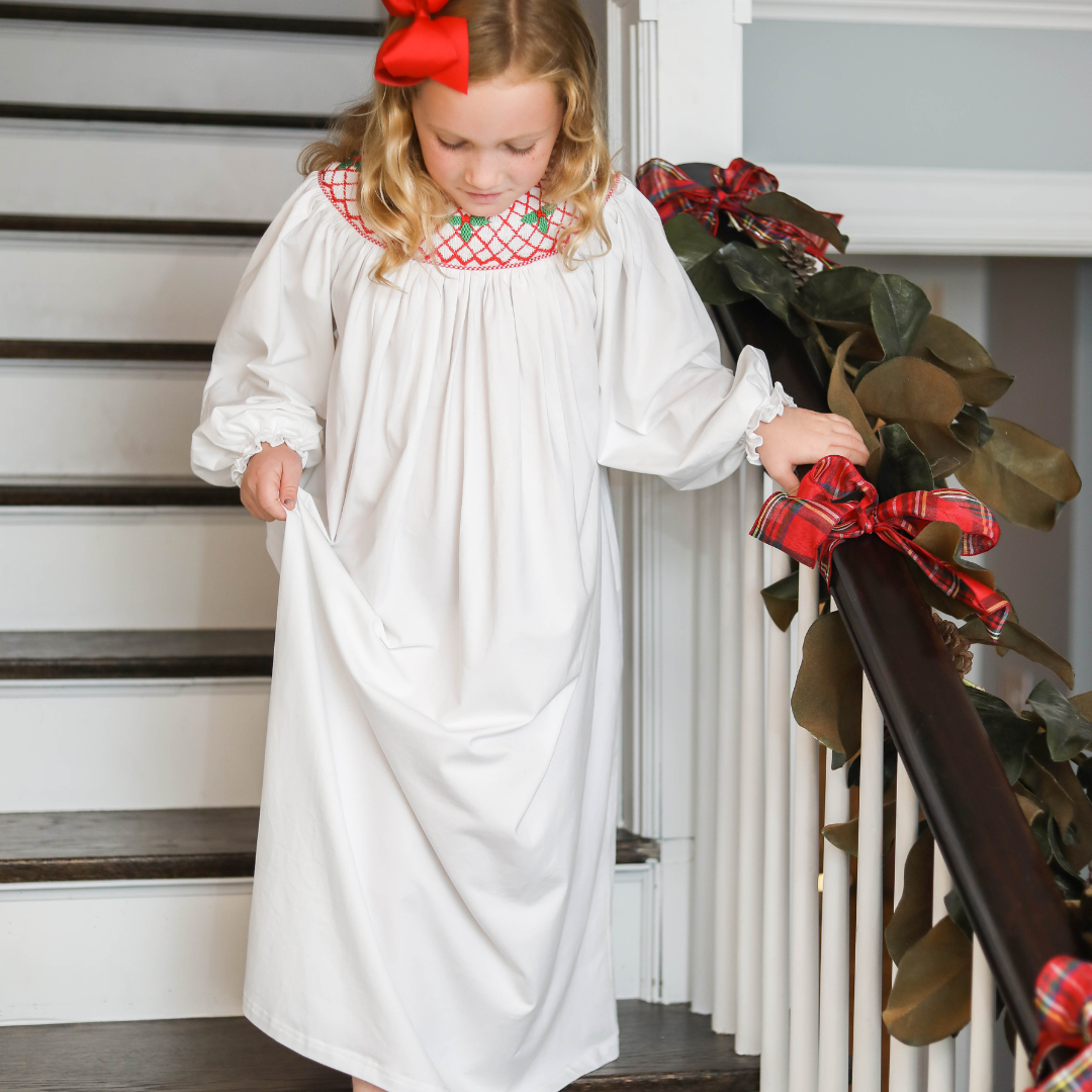 Smocked Holly Nightgown