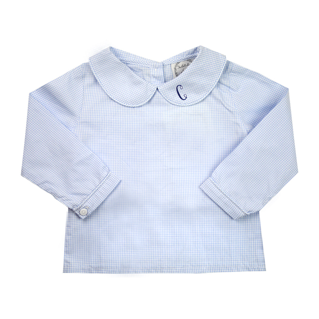 William Blue Gingham Classic Peter Pan Collar Shirt