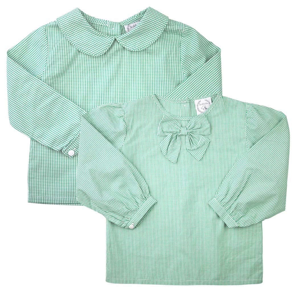 Brigid Green Gingham Bow Top
