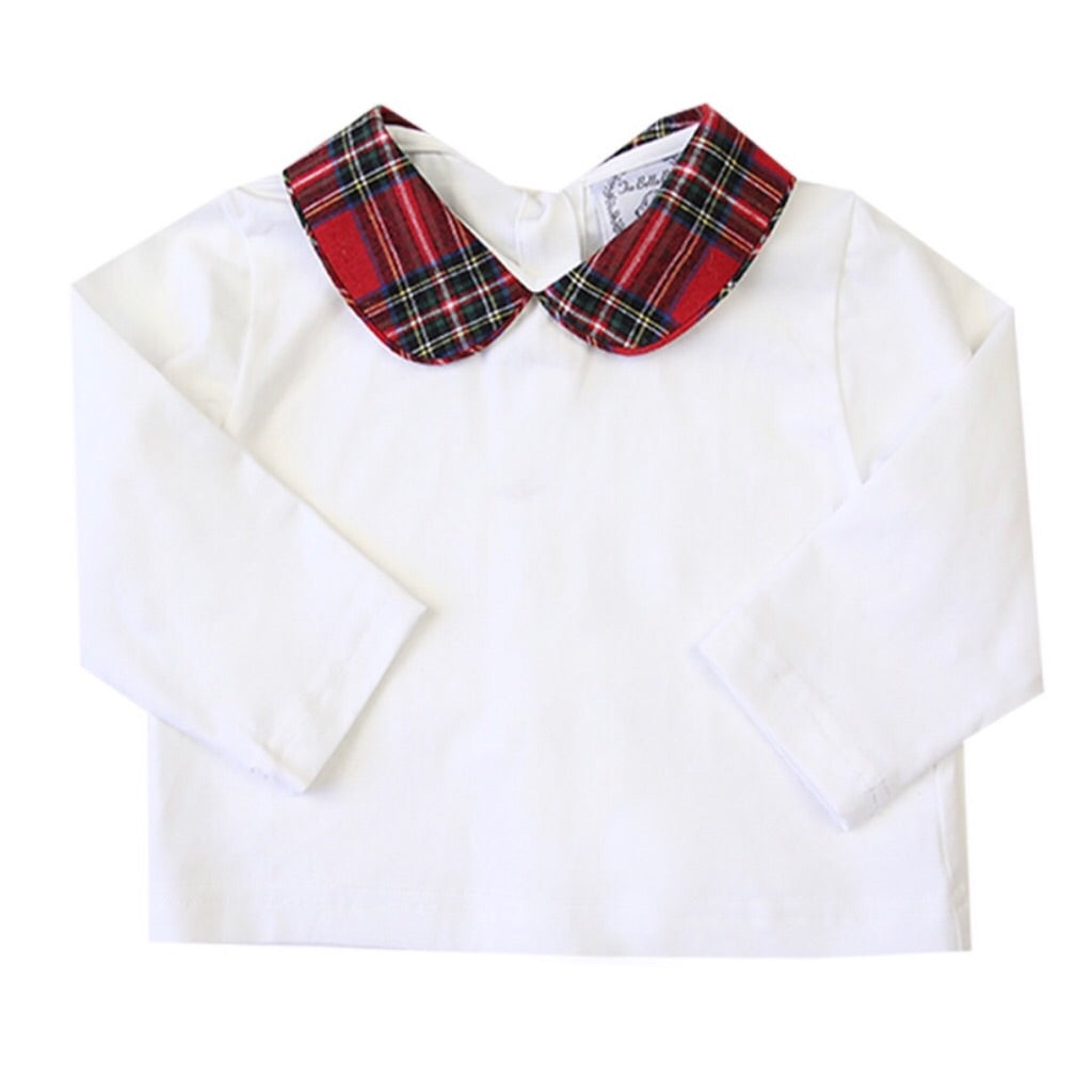 red tartan peter pan top for girls 