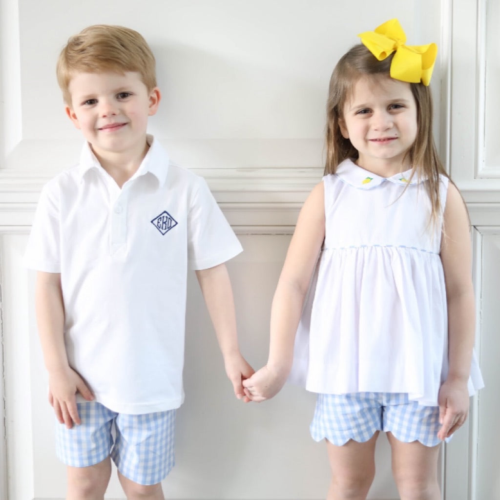 Murphy Light Blue Gingham Boys Shorts