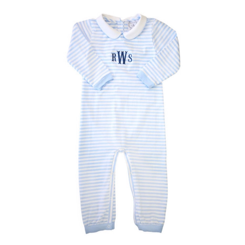 Drew Blue Stripe Baby Romper