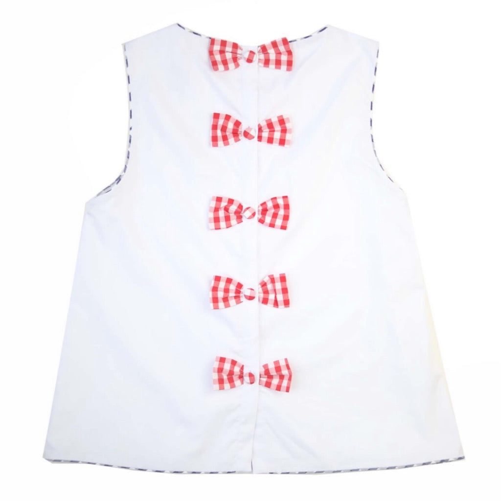 Ladies Red Gingham Bow-back Top