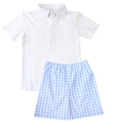 Murphy Light Blue Gingham Boys Shorts