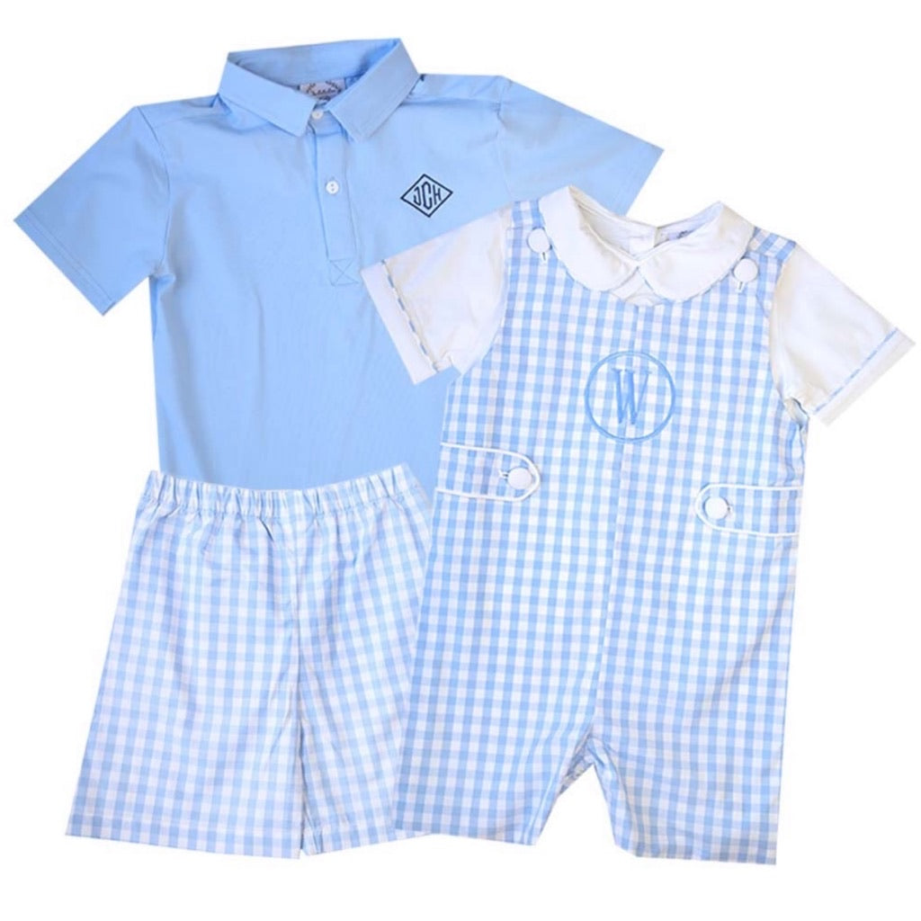 Murphy Light Blue Gingham Boys Shorts