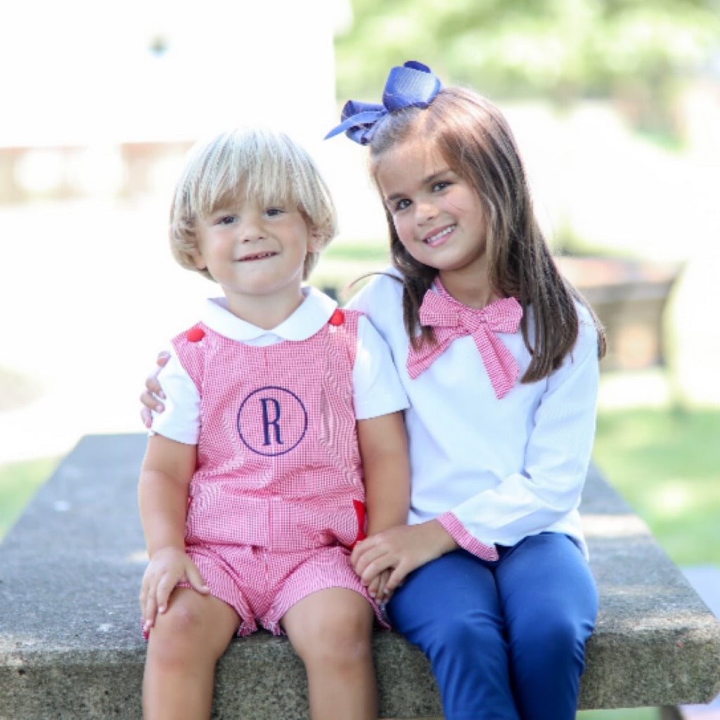 Girls Red Gingham Bow Top