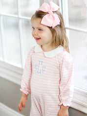 Drew Pink Stripe Baby Romper