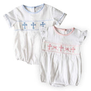 Classic Baby Boy Crosses Short Sleeve Bubble